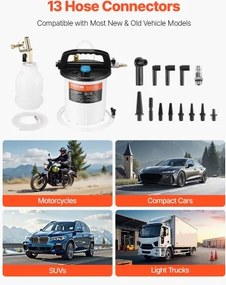 VEVOR 3L Brake Fluid Extractor Brake Bleeder Kit with 13 Hose Connectors