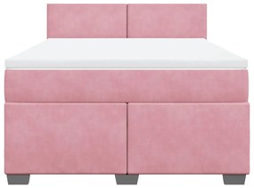 vidaXL Κρεβάτι Boxspring με Στρώμα Ροζ 140x190 εκ. Βελούδινο