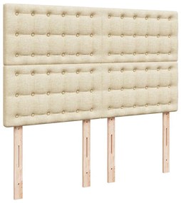 vidaXL Κρεβάτι Boxspring με Στρώμα Κρεμ 140x190 εκ. Υφασμάτινο