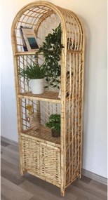 Stewehome Βιβλιοθήκη με 4 ράφια και καπάκι από ψάθα 50x29x145 cm