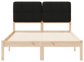 vidaXL Σκελετός Κρεβατιού με Επενδεδυμένο Κεφαλάρι Μαύρο 120 x 200 cm