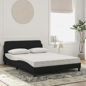 vidaXL Κρεβάτι με Στρώμα Dover Μαύρο 140x190 εκ. Βελούδινο