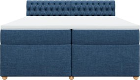 vidaXL Κρεβάτι Boxspring με Στρώμα Μπλε 200x200 εκ. Υφασμάτινο