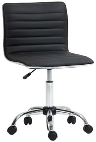 HOMCOM Ρυθμιζόμενη Καρέκλα Σαλονιού με Πλάτη, Περιστρεφόμενη Καρέκλα, Μέταλλο, Τεχνητό Δέρμα, 48 x 52 x 78-90 cm, Μαύρο