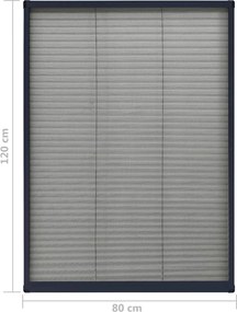 vidaXL Σήτα Παραθύρου Πλισέ Ανθρακί 80 x 120 εκ. από Αλουμίνιο