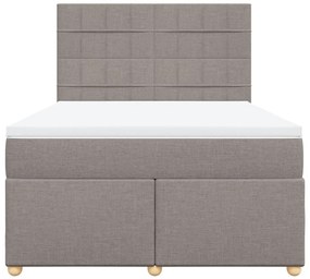 Κρεβάτι Boxspring με Στρώμα Taupe 140x190 εκ. Υφασμάτινο - Μπεζ-Γκρι