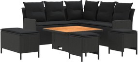vidaXL Σύνολα επίπλων με μαξιλάρι 7 pcs Μαύρο Ράτα PE