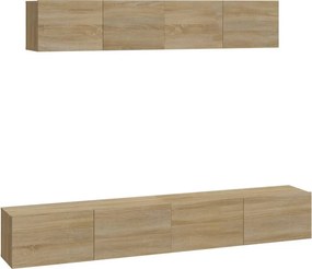 vidaXL Σετ Επίπλων Τηλεόρασης 4 Τεμαχίων Sonoma Δρυς Επεξ. Ξύλο