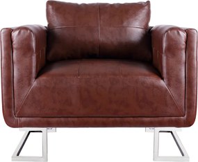 vidaXL Πολυθρόνα Cube Καφέ από Συνθετικό Δέρμα με Πόδια Χρωμίου