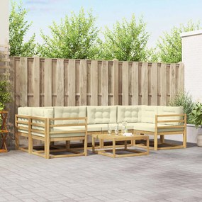 vidaXL Σειρά Καναπέ Εξωτερικού με μαξιλάρι 5 pcs Λευκό και Κρεμ