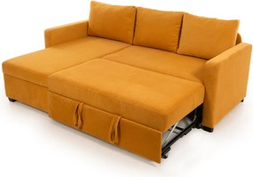 Γωνιακός Καναπές Κρεβάτι Μουσταρδί KADO 153x236x90