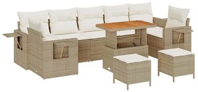vidaXL Σετ Καναπέ Κήπου 10 pcs Μπεζ συνθετικό ρατάν