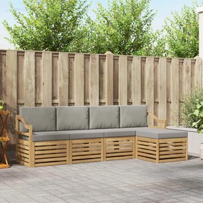 vidaXL Σειρά Καναπέ Εξωτερικού 5 pcs Λευκό και Ανοιχτό Γκρι