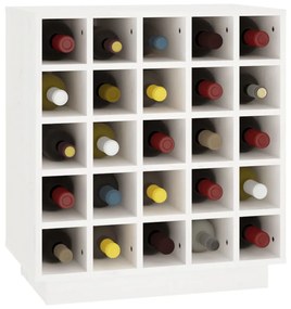 vidaXL Κάβα Κρασιών Λευκή 55,5 x 34 x 61 εκ. από Μασίφ Ξύλο Πεύκου