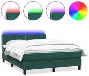 vidaXL Κρεβάτι Boxspring με Στρώμα Σκούρο Πράσινο 140x210εκ. Βελούδινο