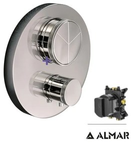 Almar Thermo-Core Push Inox Finish Θερμοστατικός μίκτης εντοιχισμού 3 εξόδων+κιτ εντοιχισμού E176633-110 E134001