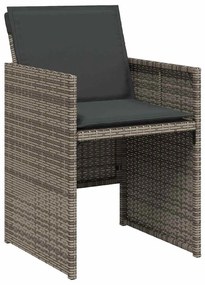 vidaXL Σέτ φαγητού για κήπο με μαξιλάρι 5 pcs Γκρι Πολυ ράταν