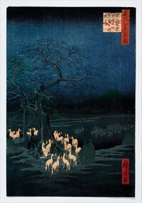 Αφίσα Hiroshige - New Years Eve Foxfire, Hiroshige Utagawa