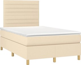 vidaXL Κρεβάτι Boxspring με Στρώμα Κρεμ 120x190 εκ. Υφασμάτινο