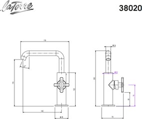 La Torre Elle Cross Gold Brushed 38020 – Μπαταρία νιπτήρα