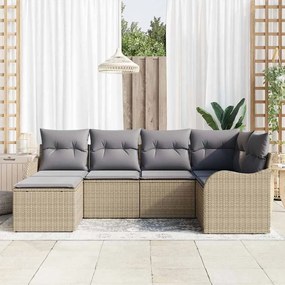 vidaXL Σετ Καναπέ Κήπου 6 pcs Μπεζ, ανοιχτό γκρι Πολυ ράταν