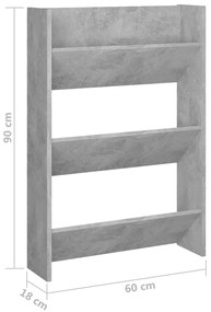 vidaXL Παπουτσοθήκη Τοίχου Γκρι Σκυρ. 60 x 18 x 90 εκ. από Μοριοσανίδα