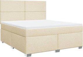 vidaXL Κρεβάτι Boxspring με Στρώμα Κρεμ 180x200 εκ. Υφασμάτινο