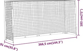 vidaXL Τέρμα Ποδοσφαίρου 366,5 x 91 x 183 εκ. Ατσάλινο
