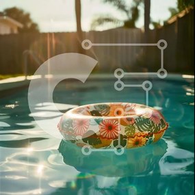 Intra Συλλεκτικό Ξύλινο Παζλ Plywood 4mm - Ήσυχη σκηνή: Φουσκωτή πισίνα που επιπλέει στην πισίνα Σε Ξύλινο Κουτί - Διαστάσεις: 10x10 cm – 25 κομμάτια