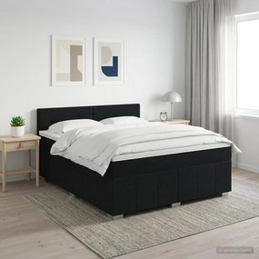vidaXL Κρεβάτι box spring με στρώμα Μαύρο 180 x 200 cm Ύφασμα