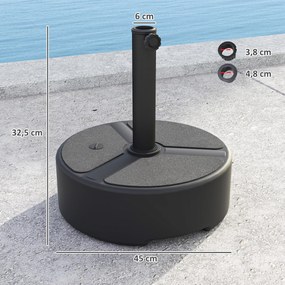 Βάση ομπρέλας από HDPE, γεμιζόμενη βάση ομπρέλας 18kg/20kg με αμμώδες νερό, στρογγυλή μαύρη