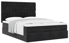 vidaXL Οθωμανικό κρεβάτι με στρώματα Μαύρο 140x190cm Βελούδο