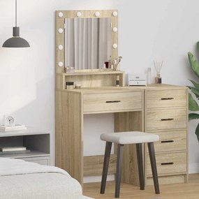 vidaXL Καθρέφτης με φώτα LED σε χρώμα Sonoma Oak 50x41x135 εκ.