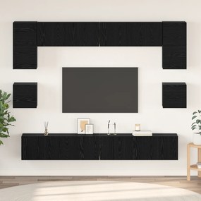 vidaXL Σετ επίπλου τηλεόρασης 8 pcs Μαύρη Δρυς 100 x 30 x 30 εκ