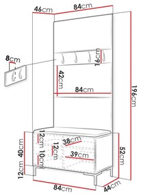 Σετ διαδρόμου Hartford F102, 196x84x46cm, 32 kg, Μαύρο, Ταπισερί, Πλαστικοποιημένη μοριοσανίδα, Τοίχου, Εντοιχισμένη | Epipla1.gr