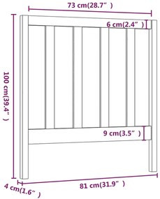 vidaXL Κεφαλάρι Kρεβατιού Γκρι 81 x 4 x 100 εκ. από Μασίφ Ξύλο Πεύκου