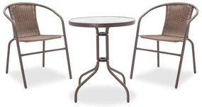 Τραπεζαρία Watson-Obbi σετ 3τεμ μέταλλο-pe καφέ