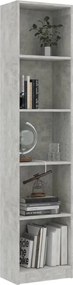 vidaXL Βιβλιοθήκη με 5 Ράφια Γκρι Σκυροδέμ. 40x24x175 εκ. Επεξ. Ξύλο