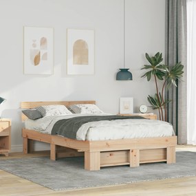vidaXL Σκελετός Κρεβατιού Καφέ 140 x 190 cm Συμπαγές ξύλο πεύκου