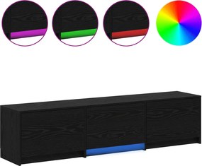 vidaXL Τηλεοπτική βιβλιοθήκη με LED Μαύρη Δρυς 165 x 34 x 40 εκ.