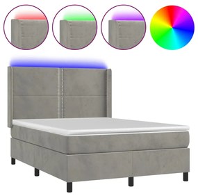 ΚΡΕΒΑΤΙ BOXSPRING ΜΕ ΣΤΡΩΜΑ&amp;LED ΑΝ. ΓΚΡΙ 140X190 ΕΚ. ΒΕΛΟΥΔΙΝΟ 3139499