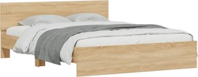 vidaXL Πλαίσιο Κρεβατιού με Κεφαλάρι/LED Sonoma δρυς 150x200 εκ.