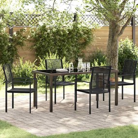 vidaXL Σέτ φαγητού για κήπο 5 pcs Μαύρο PVC ρατάν