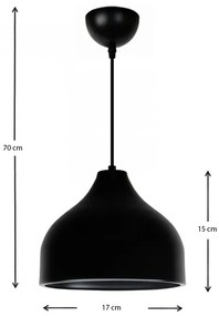 Φωτιστικό οροφής Damon Megapap E27 μεταλλικό μονόφωτο χρώμα μαύρο Φ17x70εκ.