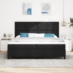 vidaXL Κρεβάτι με ελατήρια και στρώμα & LED Μαύρο 200x200 εκ. Υφάσματος