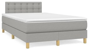 vidaXL Κρεβάτι Boxspring με Στρώμα Ανοιχτό Γκρι 120x190 εκ. Υφασμάτινο