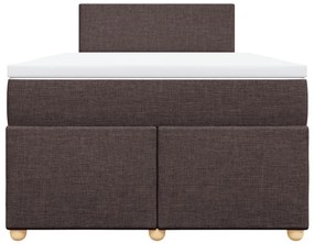 vidaXL Κρεβάτι Boxspring με Στρώμα Σκούρο Καφέ 120x190 εκ Υφασμάτινο