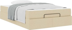 vidaXL Σκελετός κρεβατιού με στρώμα 2 pcs Κρεμ ύφασμα