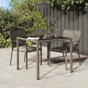 vidaXL Τραπέζι Κήπου για Φαγητό Γκρι 90 x 90 x 75 cm Πολυ ράταν