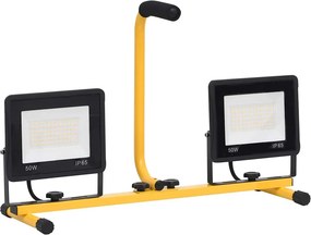 vidaXL Προβολέας LED με Λαβή Θερμό Λευκό 2 x 50 W